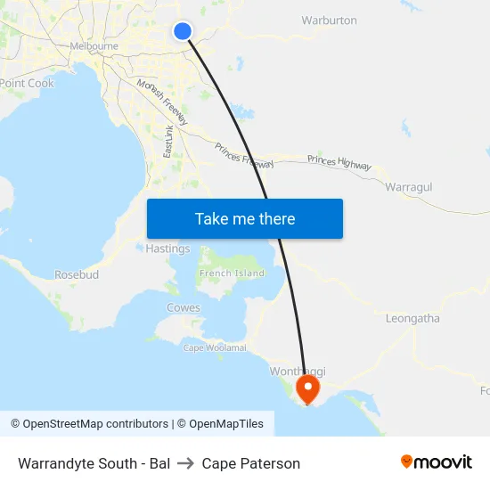 Warrandyte South - Bal to Cape Paterson map