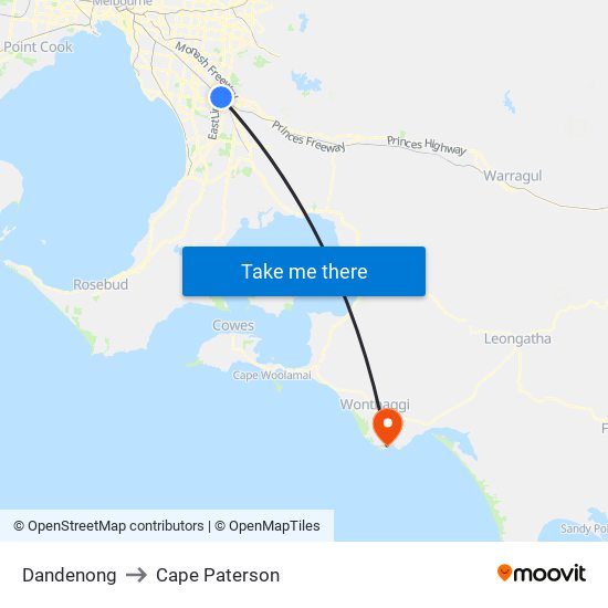 Dandenong to Cape Paterson map