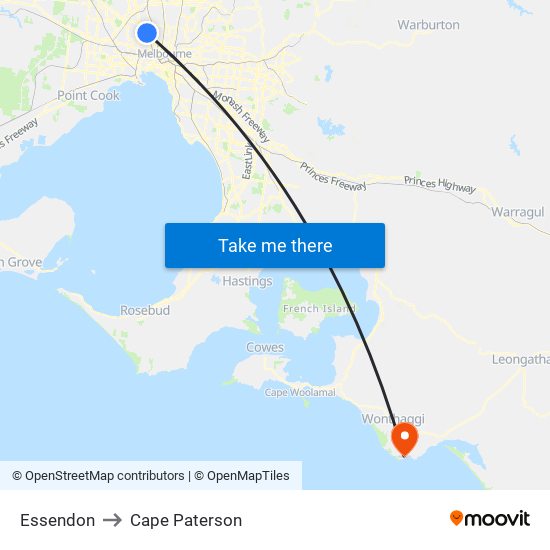Essendon to Cape Paterson map