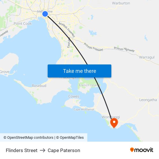 Flinders Street to Cape Paterson map