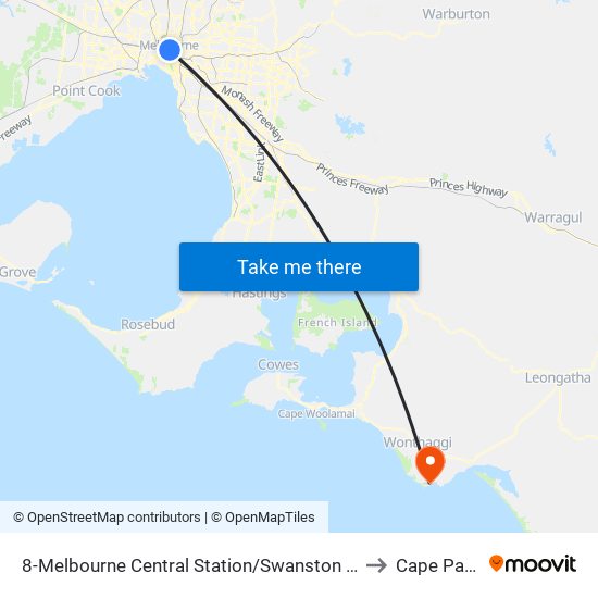 8-Melbourne Central Station/Swanston St (Melbourne City) to Cape Paterson map