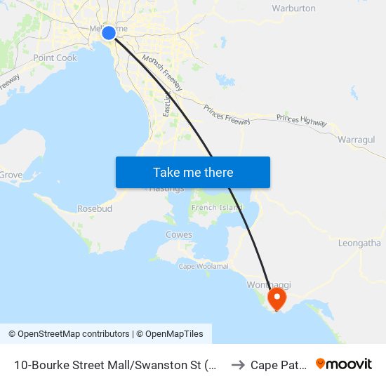 10-Bourke Street Mall/Swanston St (Melbourne City) to Cape Paterson map