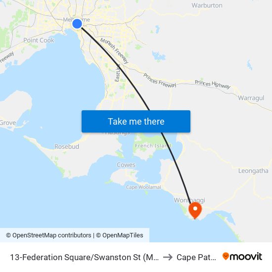 13-Federation Square/Swanston St (Melbourne City) to Cape Paterson map