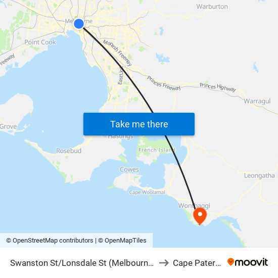 Swanston St/Lonsdale St (Melbourne City) to Cape Paterson map