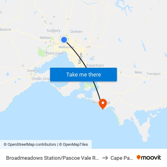 Broadmeadows Station/Pascoe Vale Rd (Broadmeadows) to Cape Paterson map