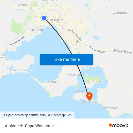 Albion to Cape Woolamai map
