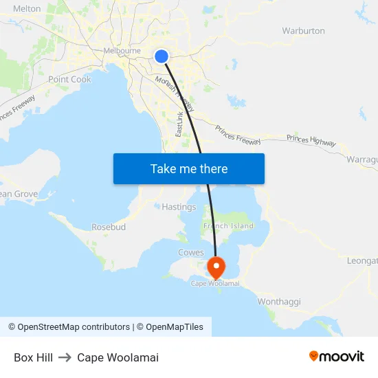 Box Hill to Cape Woolamai map