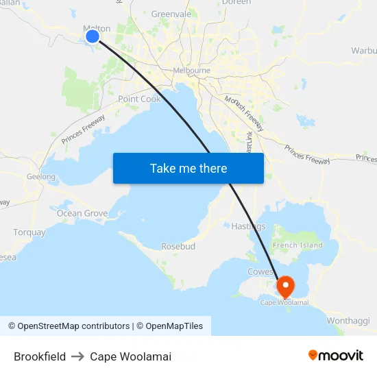 Brookfield to Cape Woolamai map