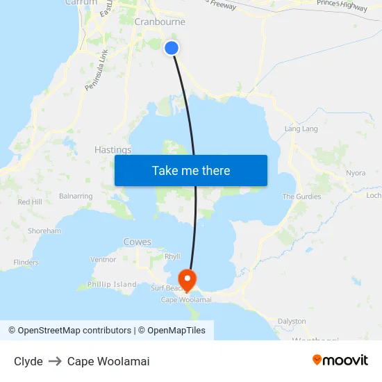 Clyde to Cape Woolamai map