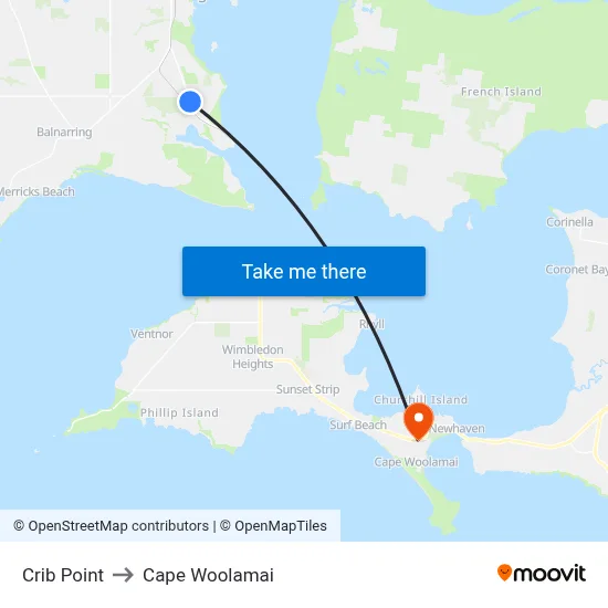 Crib Point to Cape Woolamai map