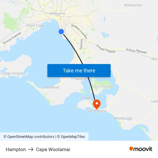 Hampton to Cape Woolamai map