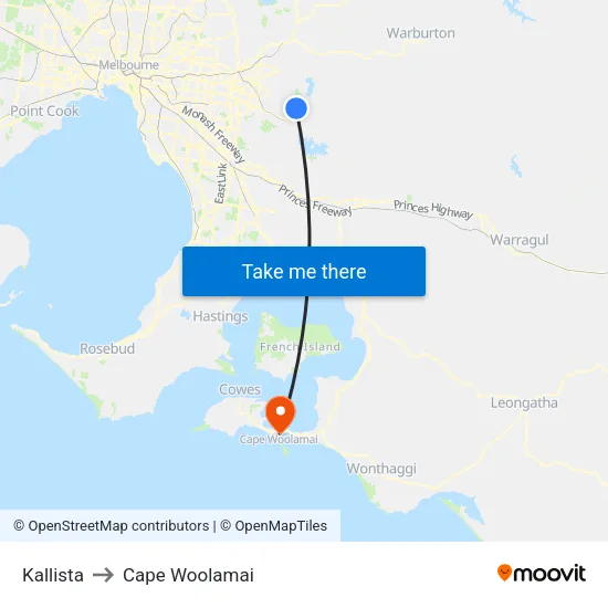 Kallista to Cape Woolamai map