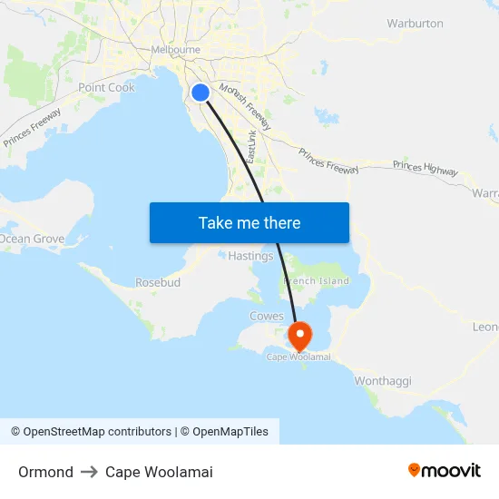Ormond to Cape Woolamai map