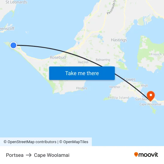 Portsea to Cape Woolamai map