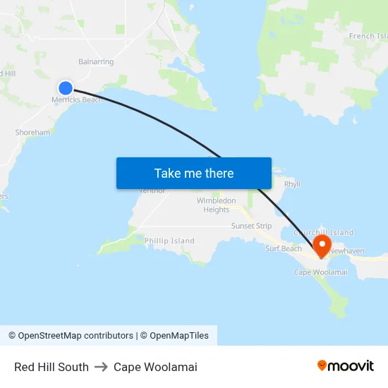 Red Hill South to Cape Woolamai map