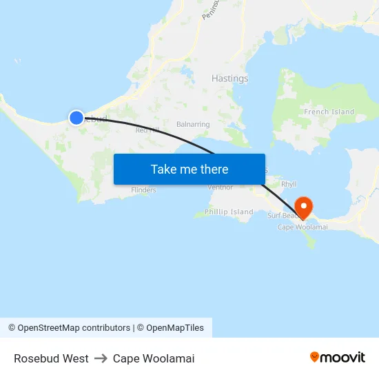 Rosebud West to Cape Woolamai map