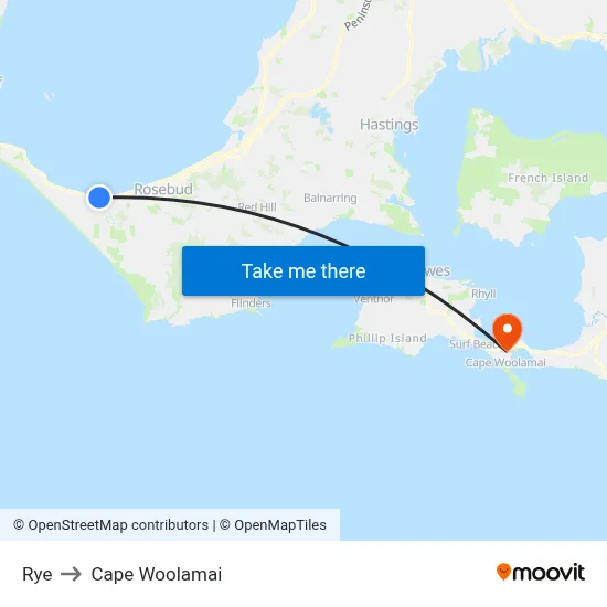 Rye to Cape Woolamai map