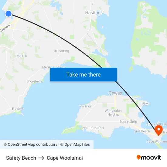 Safety Beach to Cape Woolamai map