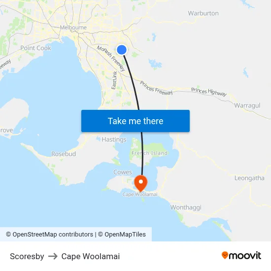 Scoresby to Cape Woolamai map