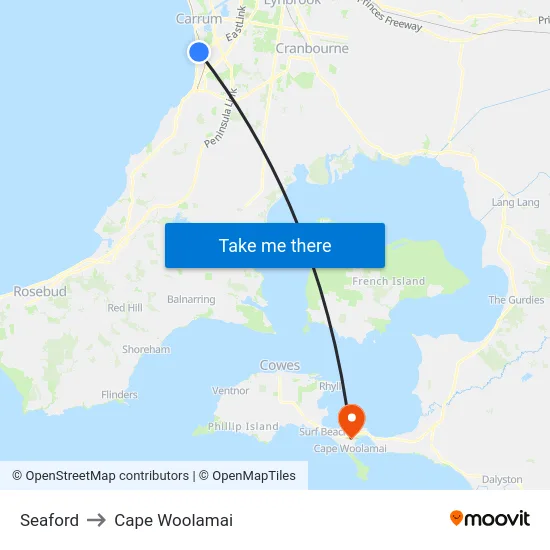 Seaford to Cape Woolamai map