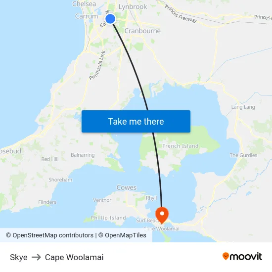 Skye to Cape Woolamai map