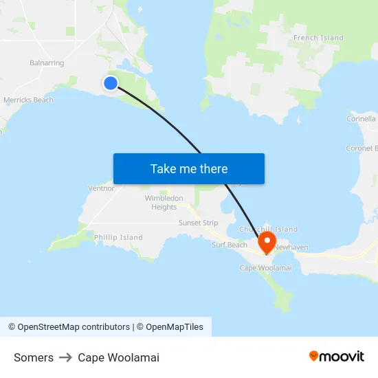 Somers to Cape Woolamai map