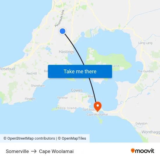Somerville to Cape Woolamai map