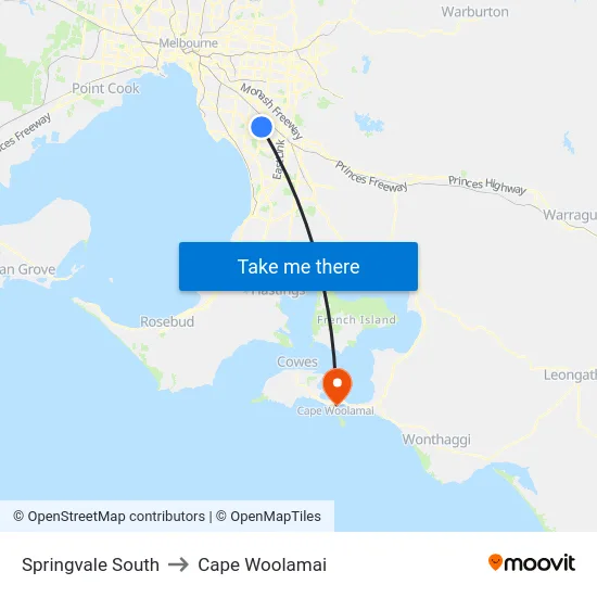 Springvale South to Cape Woolamai map