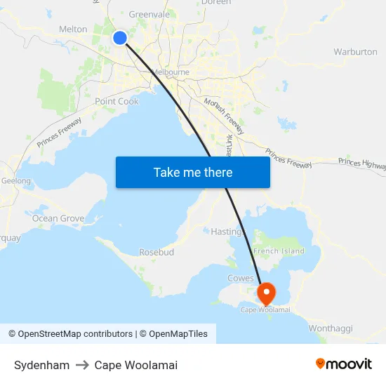 Sydenham to Cape Woolamai map