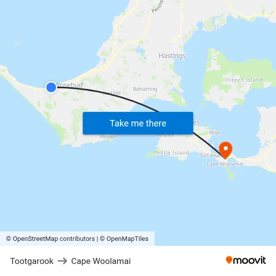 Tootgarook to Cape Woolamai map