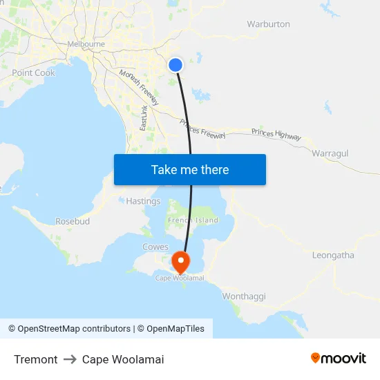 Tremont to Cape Woolamai map