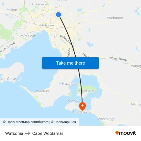 Watsonia to Cape Woolamai map