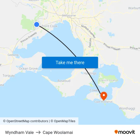Wyndham Vale to Cape Woolamai map