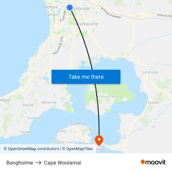 Bangholme to Cape Woolamai map