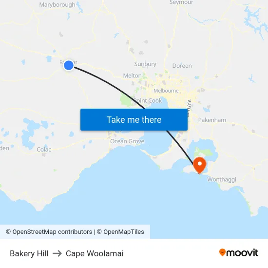 Bakery Hill to Cape Woolamai map