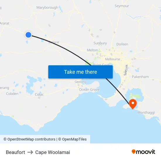 Beaufort to Cape Woolamai map