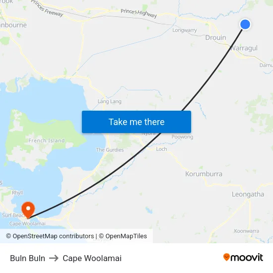 Buln Buln to Cape Woolamai map