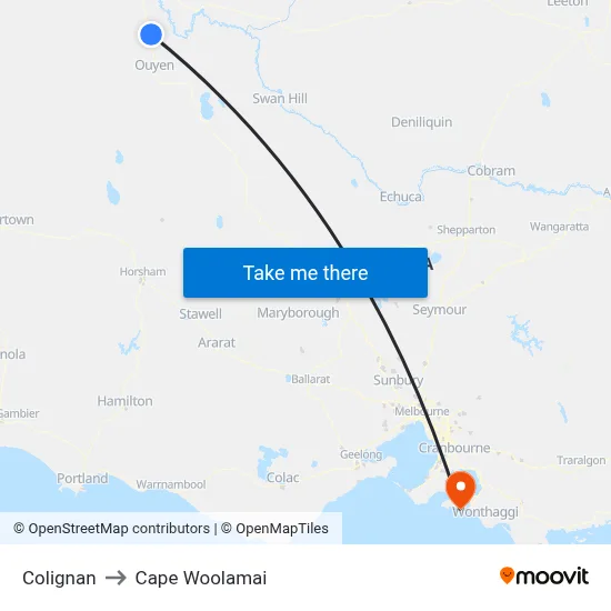 Colignan to Cape Woolamai map