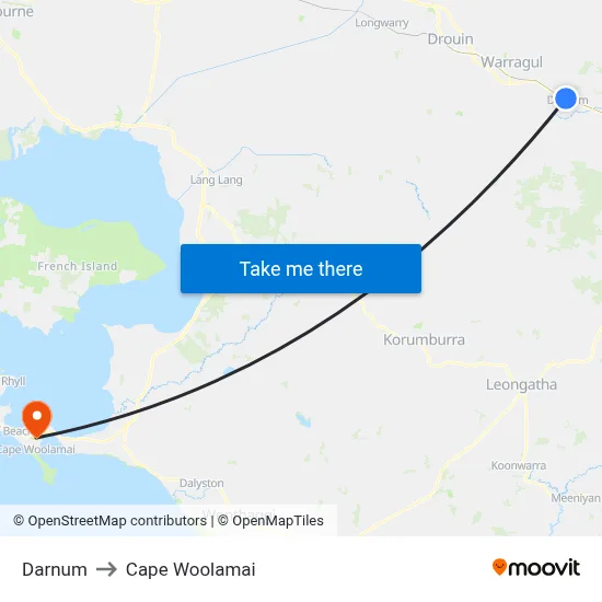 Darnum to Cape Woolamai map