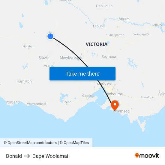 Donald to Cape Woolamai map