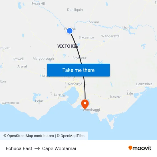 Echuca East to Cape Woolamai map
