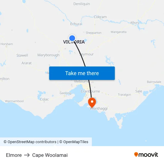 Elmore to Cape Woolamai map