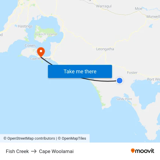 Fish Creek to Cape Woolamai map