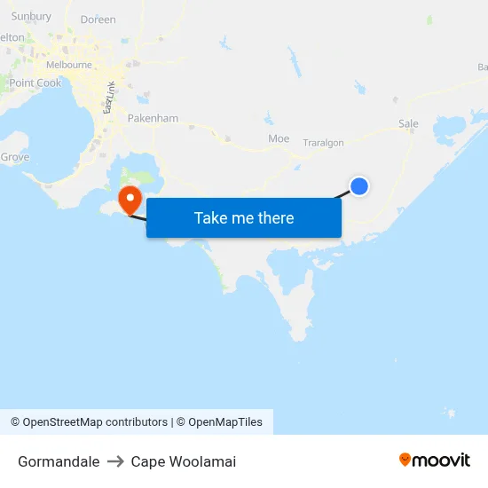 Gormandale to Cape Woolamai map