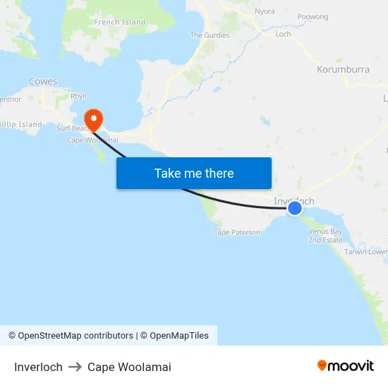 Inverloch to Cape Woolamai map