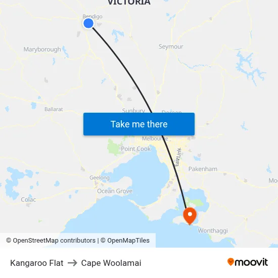Kangaroo Flat to Cape Woolamai map