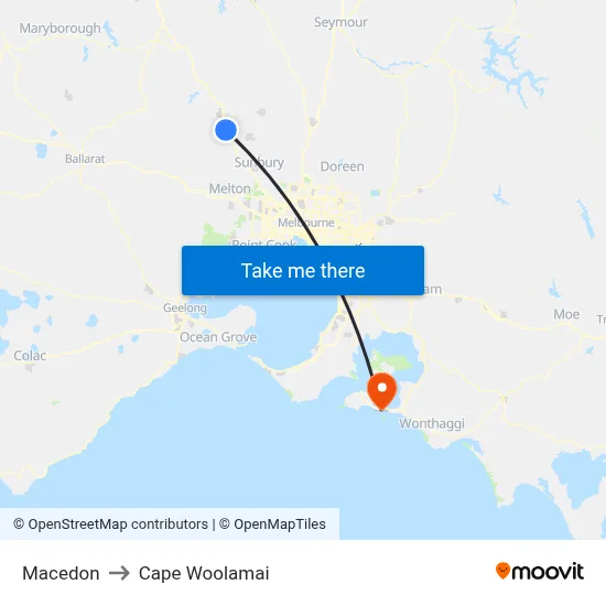 Macedon to Cape Woolamai map