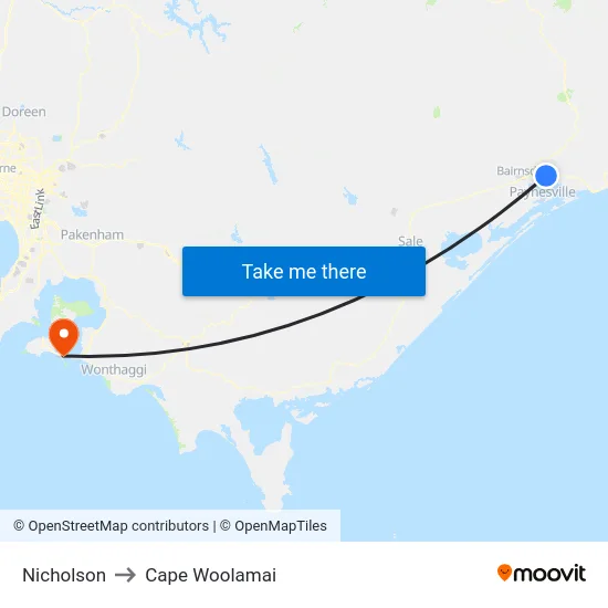 Nicholson to Cape Woolamai map