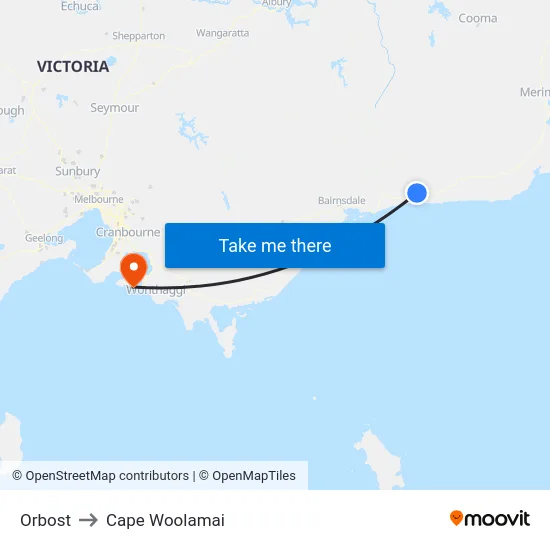 Orbost to Cape Woolamai map