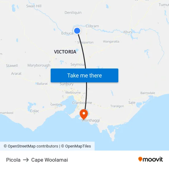 Picola to Cape Woolamai map